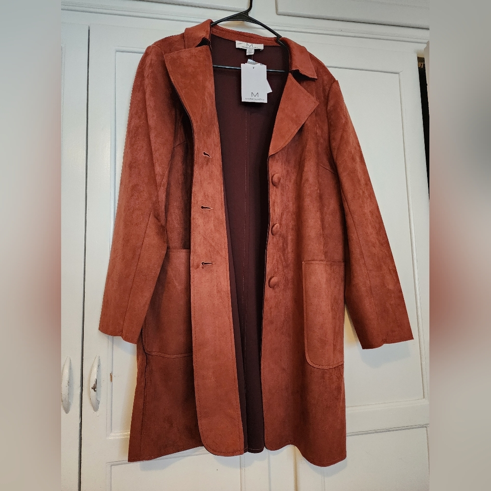 Magaschoni Brown Trench Coat Classic Suede